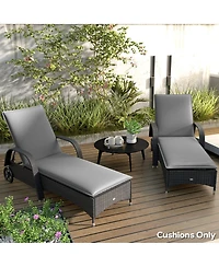 Outsunny 2PCS Chaise Lounge Chair Cushion, 76" x 23",
