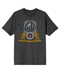 Modelo Men's Beer Logo Crest Charcoal Heather Graphic Tee-Small