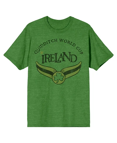 Harry Potter Men's Quidditch World Cup Ireland Green Short Sleeve Crew Neck Tee-xxl