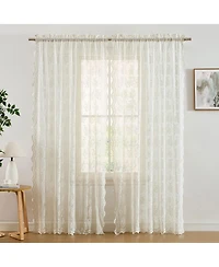 Hlc.me Jolene Floral Soft Decorative Lace Semi Sheer Light Filtering Rod Pocket Window Treatment Curtain Panels