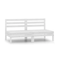 Patio Middle Sofas 2 pcs White Solid Wood Pine