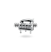 Bling Jewelry Grand Piano Charm Bead Musicians in Oxidized Sterling Silver Fits Bracelets