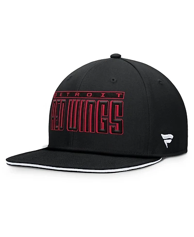 Fanatics Men's Black Detroit Red Wings Fundamental Gino Stack Snapback Hat