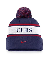 Nike Men's Royal Chicago Cubs Team Stripe Peak Cuffed with Pom Knit Hat