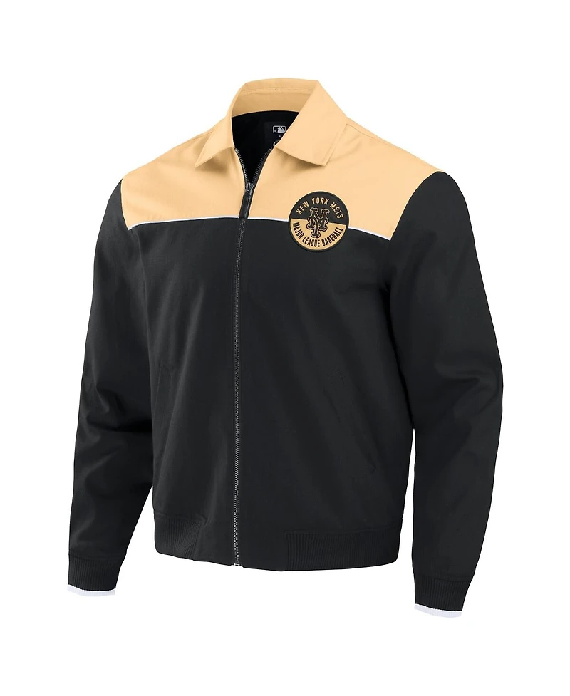 Darius Rucker Collection by Fanatics Men's Black/Tan New York Mets Canvas Bomber Full-Zip Jacket