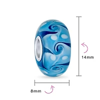 Bling Jewelry Murano Glass Charm Bead Green Red Blue Aqua Wave Swirl Spacer Bracelet
