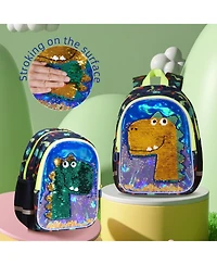 Sunveno Toddler Dinosaur Backpack Reversible Sequins