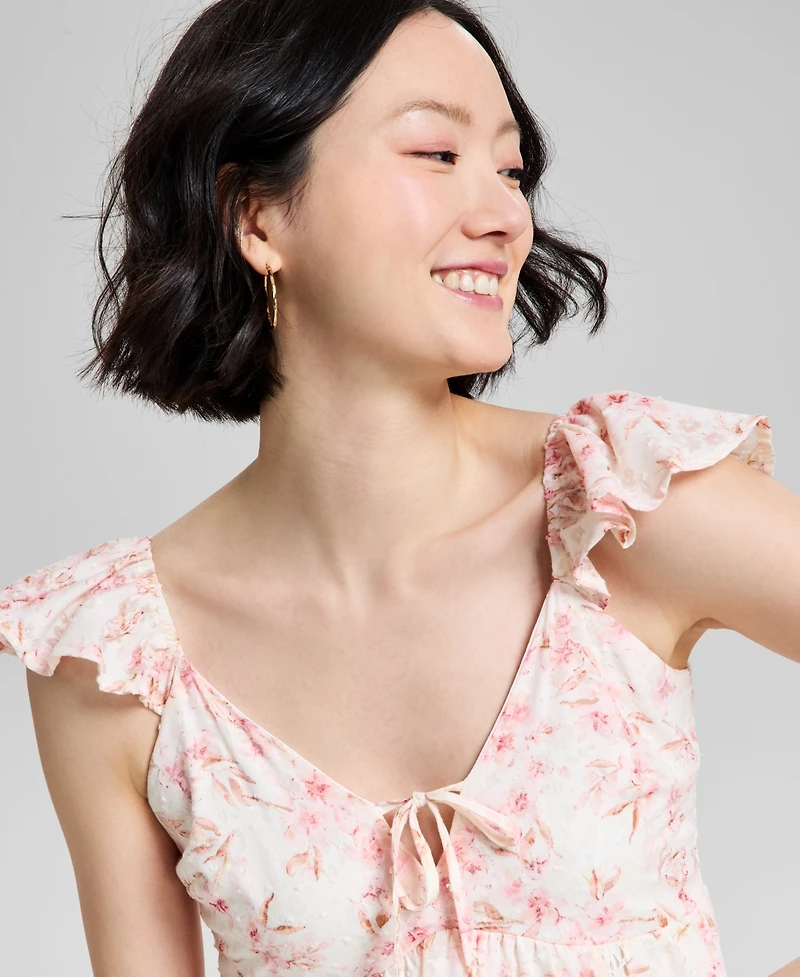 And Now This Women's Empire-Waist Crochet-Trim Midi Dress, Exclusively at Macy's