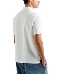 A|X Armani Exchange Men's Classic Fit Short Sleeve Allover Label Polo Shirt