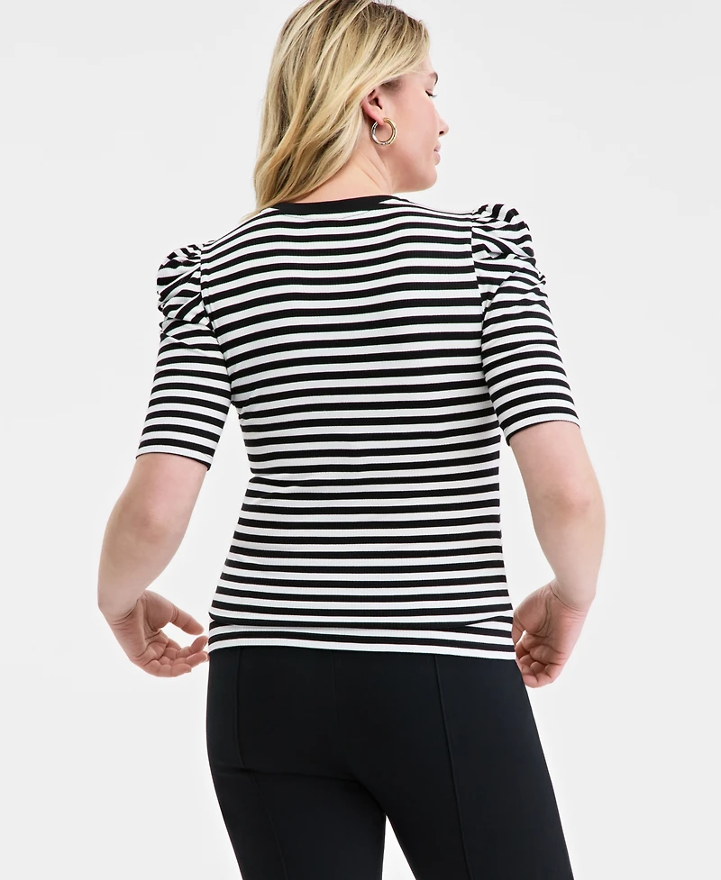 On 34th Women's Knit Stripe Volume-Sleeve Top, Exclusively at Macy's