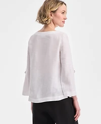 Charter Club Women's 100% Linen D-Ring Top