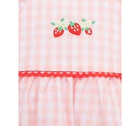 Little Me Baby Girls 3-Pc. Strawberry Check Top, Leggings & Headband Set