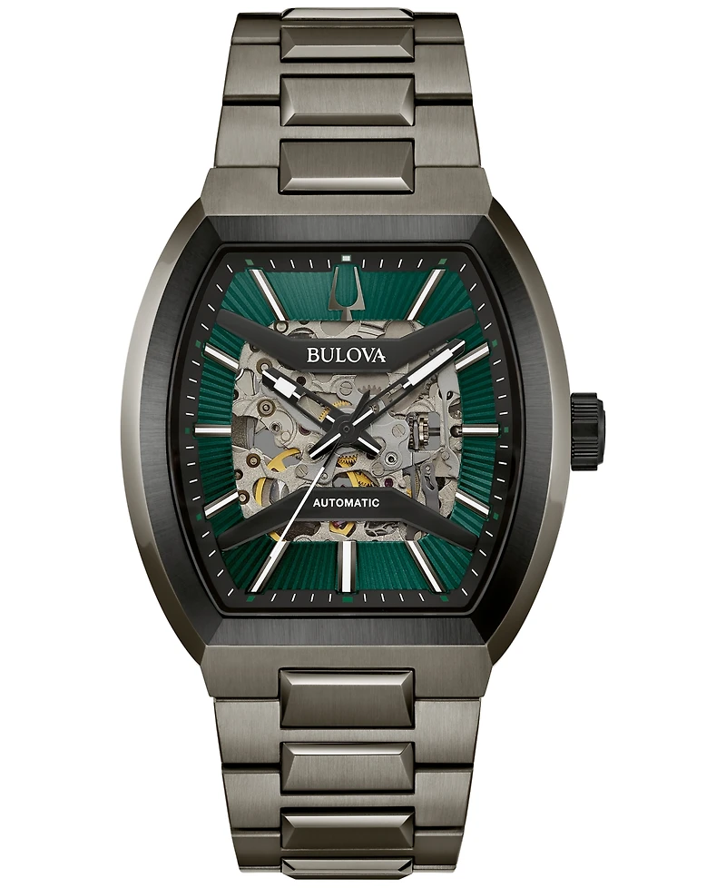 Bulova Men's Maquina Automatic Gray Stainless Steel Bracelet Watch 40mm