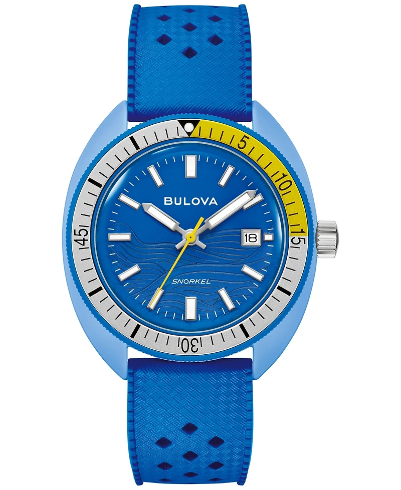 Bulova Men's Snorkel Blue Hnbr Rubber Strap Watch 41mm