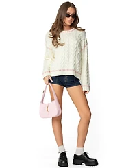 Edikted Womens Eleni Cable Knit Sweater