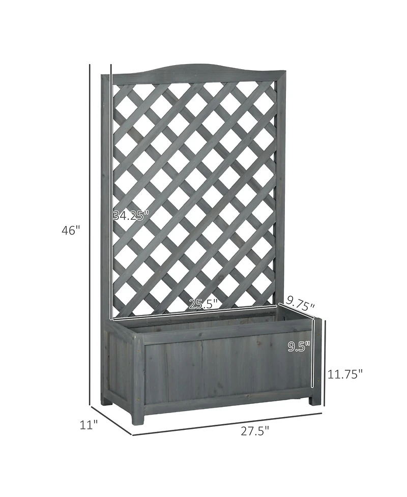 Outsunny 46" Wooden Raised Garden Bed with Trellis for Vegetables