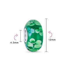 Bling Jewelry Floral Design Murano Glass Spacer Charm Bead with Sterling Silver Core