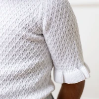 Hope & Henry Girls' Organic Short Sleeve Ruffle Edge Sweater Knit Top, Kids