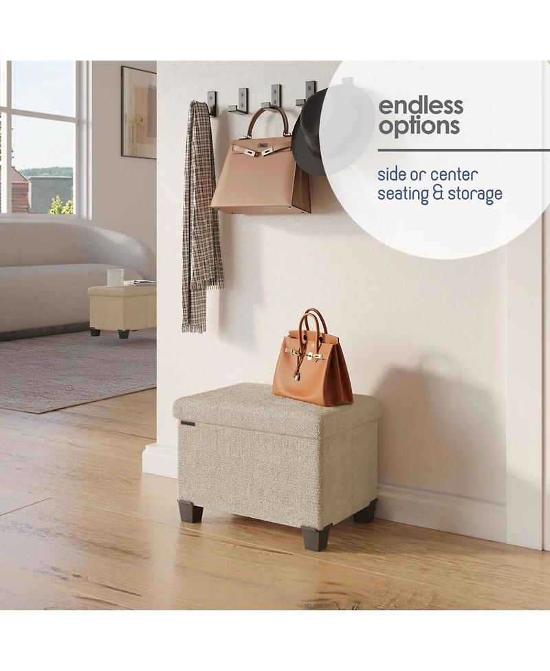 Rectangular Boucle Ottoman Storage Bench – Modern Foot Stool