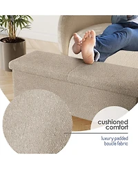 Rectangular Boucle Ottoman Storage Bench – Modern Foot Stool