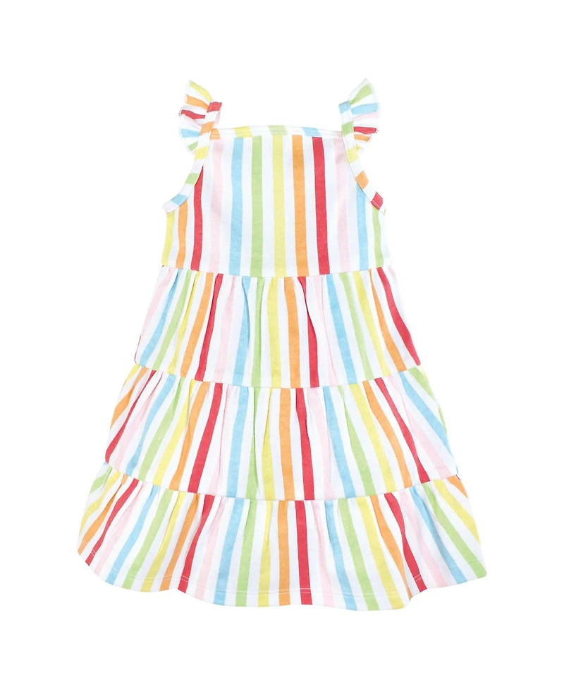 Hudson Baby Toddler, Child Girl Cotton Dresses, Rainbow Stripe