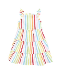Hudson Baby Toddler, Child Girl Cotton Dresses, Rainbow Stripe