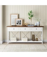 Tribesigns 70.8" Console Table with 3 Drawers, Farmhouse Entryway Table with Storage Shelf, Narrow Long Sofa Foyer Table for Entryway, Hallway