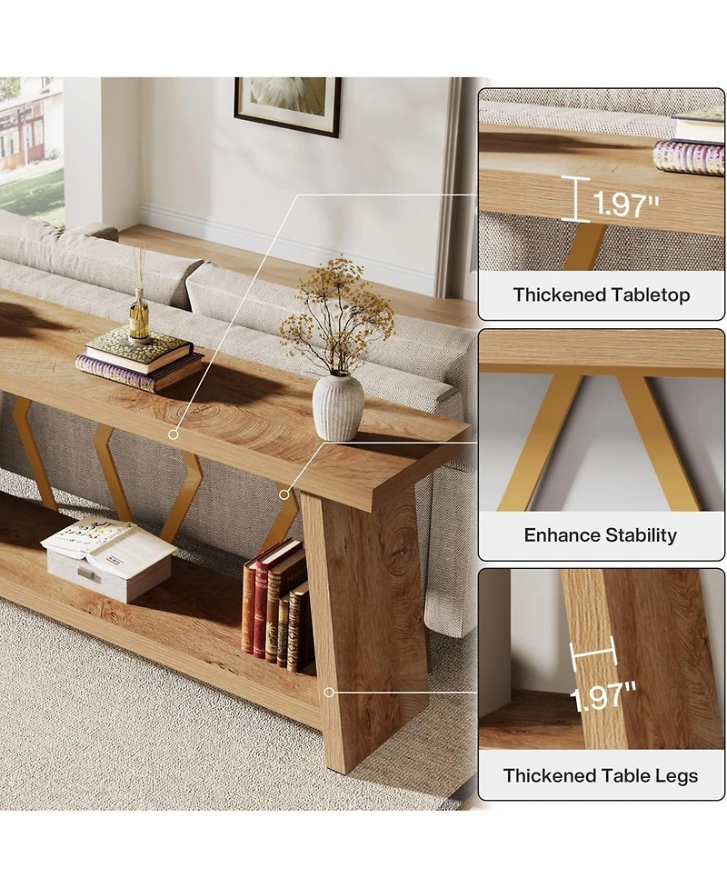 Tribesigns 70.86-Inch Long Sofa Table for Living Room, 2-Tier Narrow Console Table with Storage, Wood Foyer Entryway Couch Table for Hallway, Entrance