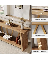 Tribesigns 70.86-Inch Long Sofa Table for Living Room, 2-Tier Narrow Console Table with Storage, Wood Foyer Entryway Couch Table for Hallway, Entrance