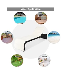 2 Pcs Patio Rattan Lounge Chair Chaise Recliner Back Adjustable Cushioned Garden