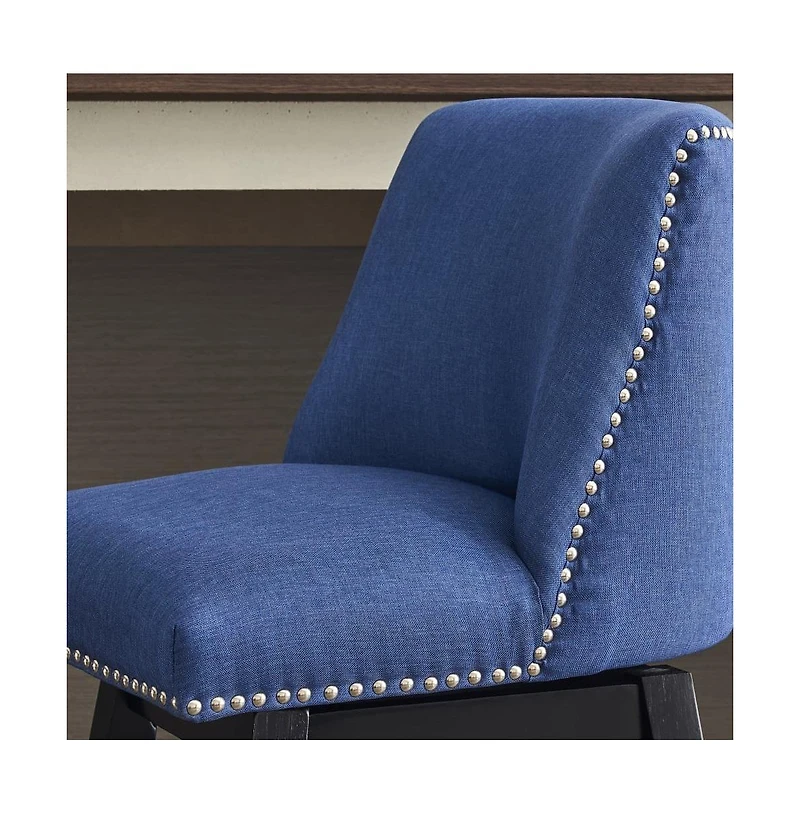 26" Upholstered Swivel Bar Stools Set of 2, Modern Linen Fabric Counter Stools-The Pop Home