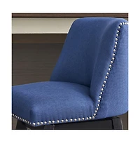 26" Upholstered Swivel Bar Stools Set of 2, Modern Linen Fabric Counter Stools-The Pop Home