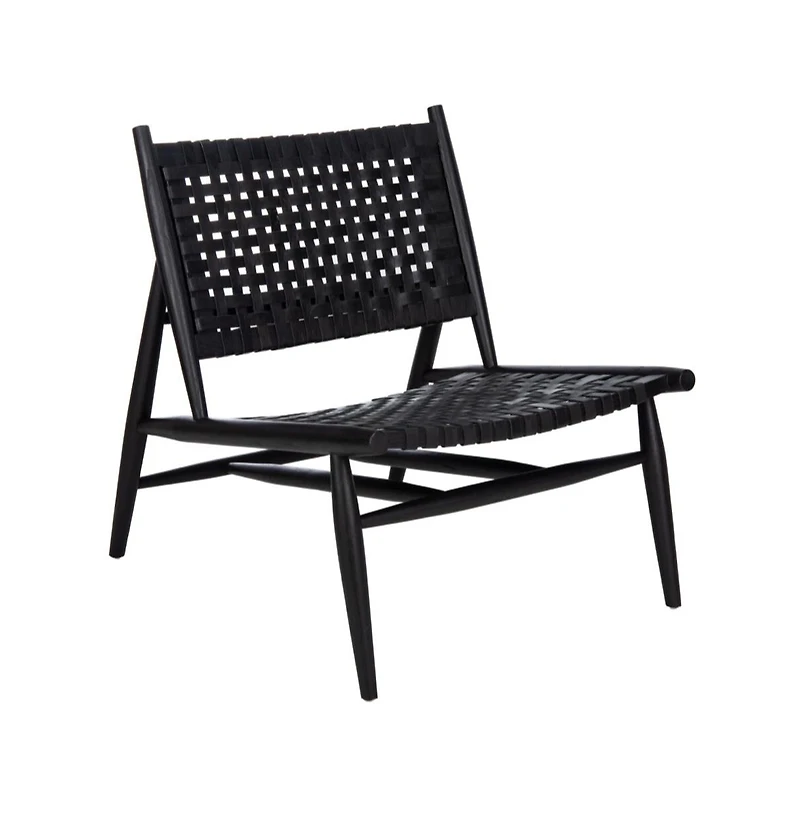 Soleil Leather Woven Accent Chair