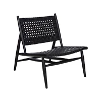 Soleil Leather Woven Accent Chair