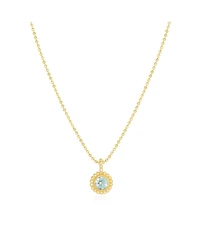 The Lovery Aquamarine Beaded Bezel Necklace 14K Gold