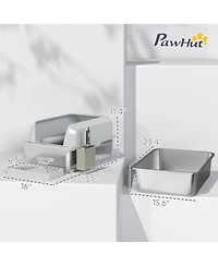 PawHut Stainless Steel Litter Box, High Sided Anti-Urine Leakage Non-Sticky