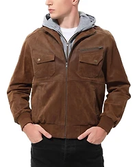 Bgsd Men Civic Distressed Leather Bomber Jacket