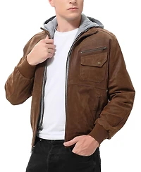 Bgsd Men Civic Distressed Leather Bomber Jacket
