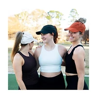Women's Adjustable High Ponytail Running Hat - Black