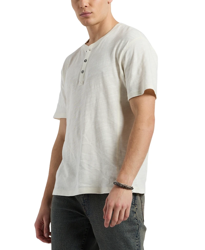 Men's Slub Knit Short Sleeve Relaxed Henley T-Shirt