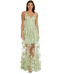 Dress the Population Women's Sydney Lace Floral-Applique Gown