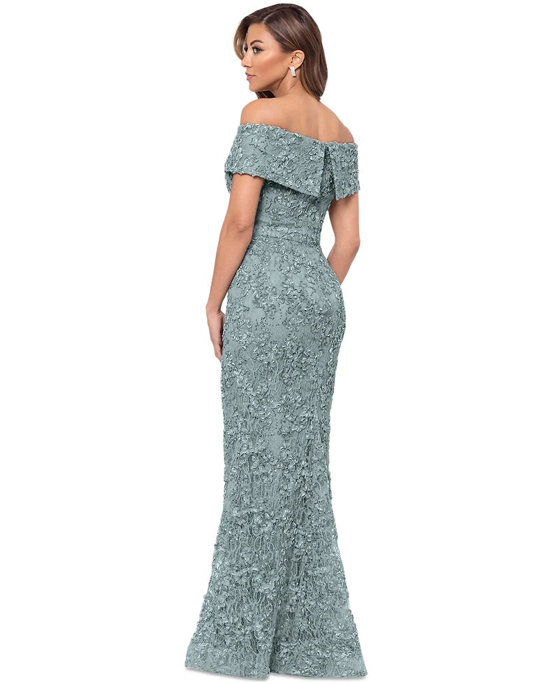 Xscape Off-The-Shoulder Lace Gown