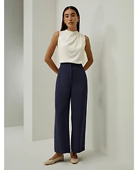 Lilysilk Women's Silk Wide Leg Tailored Pant with Mid Rise