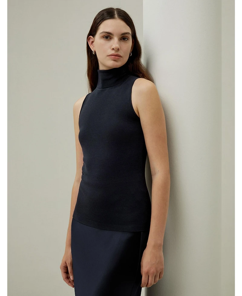 Lilysilk Women's Minimalist Sleeveless Turtleneck Top