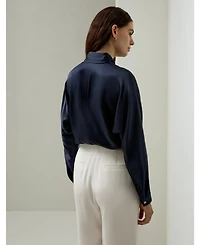 Lilysilk Women's Batwing Silk Top with Adjustable Neck Tie