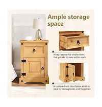 Bedside Cabinet Brown Solid pinewood Medium Bedside Cabinet