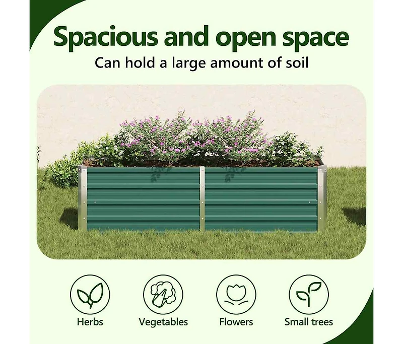 Garden Raised Bed Galvanized Steel 63"x15.7"x17.7" Green