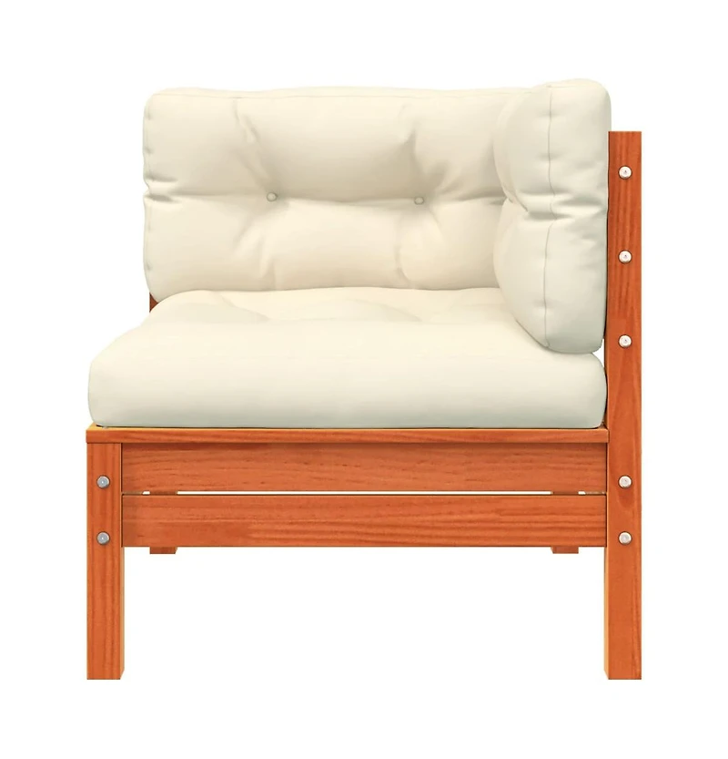 Patio Sofa Corner with Cushions Wax Brown Solid Wood Pine