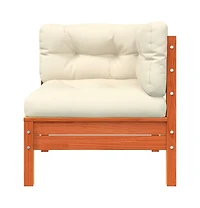Patio Sofa Corner with Cushions Wax Brown Solid Wood Pine
