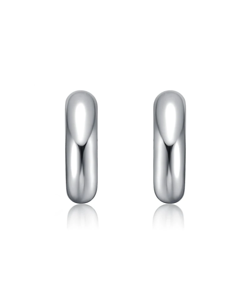 Slim Mini Tubular C-Hoop Earrings in White Gold Plated or 14K Gold Plated